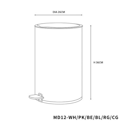 MOCHA 12 Liter Dustbin MD12-WH