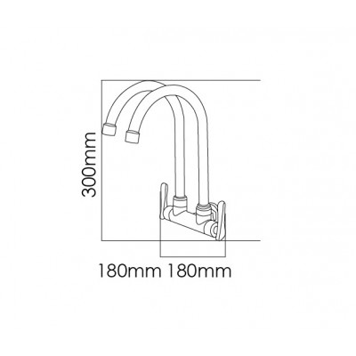 Wall Mounted Double Spout Brass M2122
