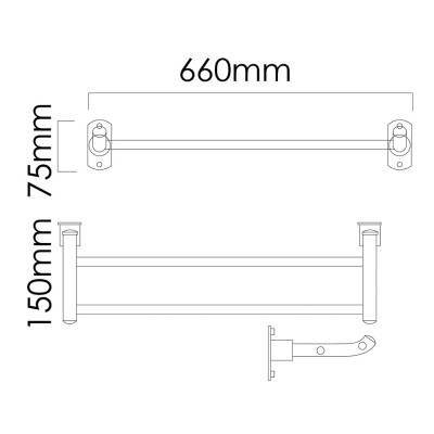 MOCHA Towel Bar Stainless Steel 304 - 650mm Foldable (Mirror Finish) M554-26