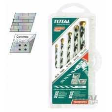 TOTAL 5 Pcs Masonry Drill Bits Set T-TACSD5055