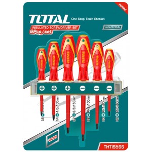TOTAL Industrial 6 Pcs Insulated Screwdriver Set T-THTIS566